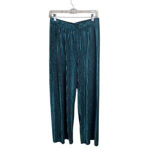 House of Harlow 1960 Size S Emarald Green Velvet Metallic Shimmer Wide Leg Pants
